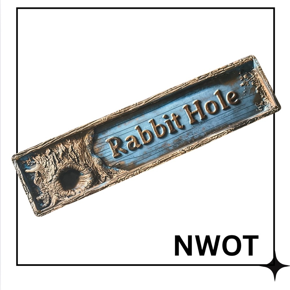 Rabbit Hole Blue and Bronze Wall Plaque